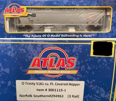 ATLAS O 3-RAIL NORFOLK SOUTHERN TRINITY 5161 COVERED HOPPER! O SCALE FREIGHT NS - Image 1 of 4