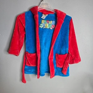 Super Mario Robe Boys XS 4/5 Blue Red Long Sleeve Hooded Marvel Robe - Picture 1 of 6