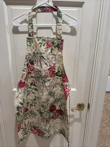 NEW April Cornell Red Rose & Green Women’s Bib Apron - Picture 1 of 7