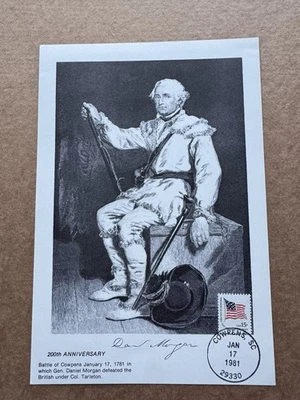 US 1981 American Revolution Card +Battle of Cowpens Bicentennial +Gen Morgan+KMC - Image 1 of 2