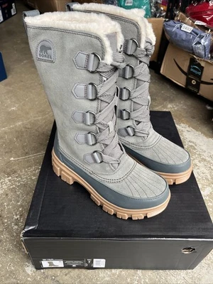 Sorel Tivoli V Tall Winter Fur Suede Boots Women's Size 7 Quarry/Grill NEW Gray - Image 1 of 4