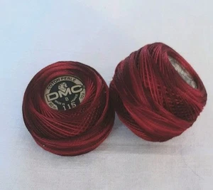 2 DMC Perle Cotton Thread Balls 10g Size 8 100% Cotton VARIEGATED OPERA RED - Picture 1 of 1