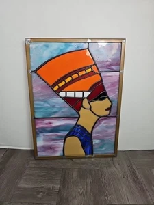 Contemporary Egyptian Stained Glass Sun Catcher Window Panel Cleopatra - Picture 1 of 10
