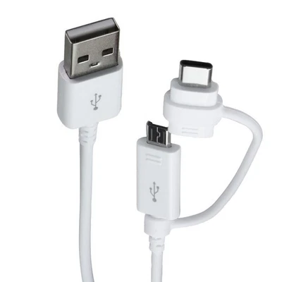 Samsung (1.5m) USB Cable - USB-A to Combo (USB-C / Micro) - White (EP-DG930DWE) - Image 1 of 2