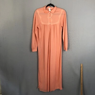 Vintage Robe Womens Small Orange Salmon Nylon Silky Flowy 70s Pajama - Image 1 of 4