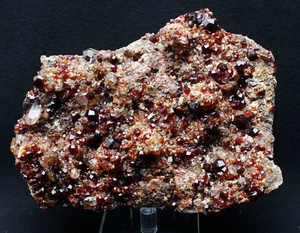 ¡Top 686 g! Granate espessartina rojo naranja gemmy sobre espécimen mineral ortoclasa - Imagen 1 de 12