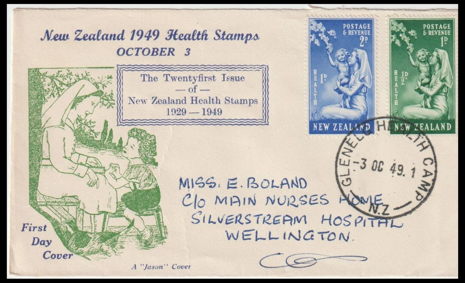 NEW ZEALAND 1949 HEALTH 'A JASON COVER' FDC (F) H49.1I - Image 1 of 1