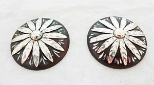 Daisy Iron Silver Overlay Conchos Screw Back Horse Tack Sizes Hansen Western New - Picture 1 of 2