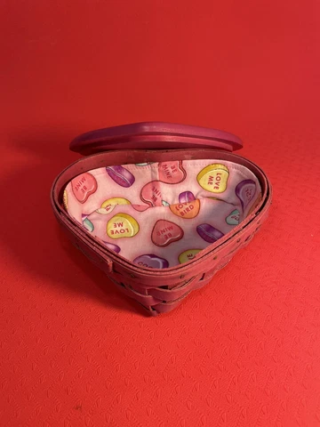 Longaberger 2013 Pink Sweetheart Be Mine Heart Basket Lid Liner VERY RARE Cover