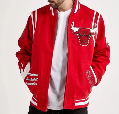 Pro Standard NBA Chicago Bulls 6X Champs Wool Red Varsity Jacket-Men's New Cover