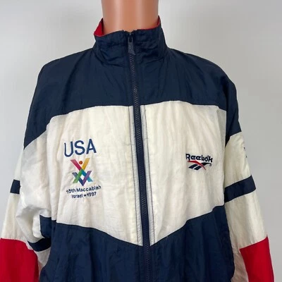 Chaqueta cortavientos vintage Reebok Team USA Maccabiah Games para hombre M años 90 Israel Foto 1 de 4