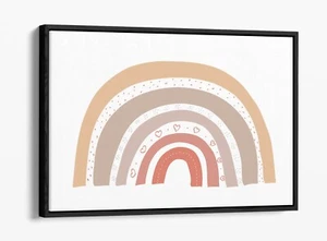 PASTEL PINK RAINBOW WATERCOLOUR -FLOAT EFFECT FRAMED CANVAS WALL ART PRINT - Picture 1 of 12
