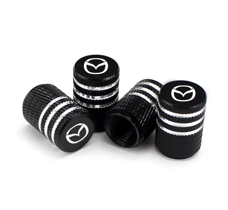 4x Black Aluminum Tire Air Valve Stem Cap Fits Most Mazda Cars & SUVs - Image 1 of 1