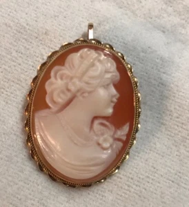 9ct Gold Vintage Cameo Pendant Brooch Weight 3.2g Hallmarked - Picture 1 of 7