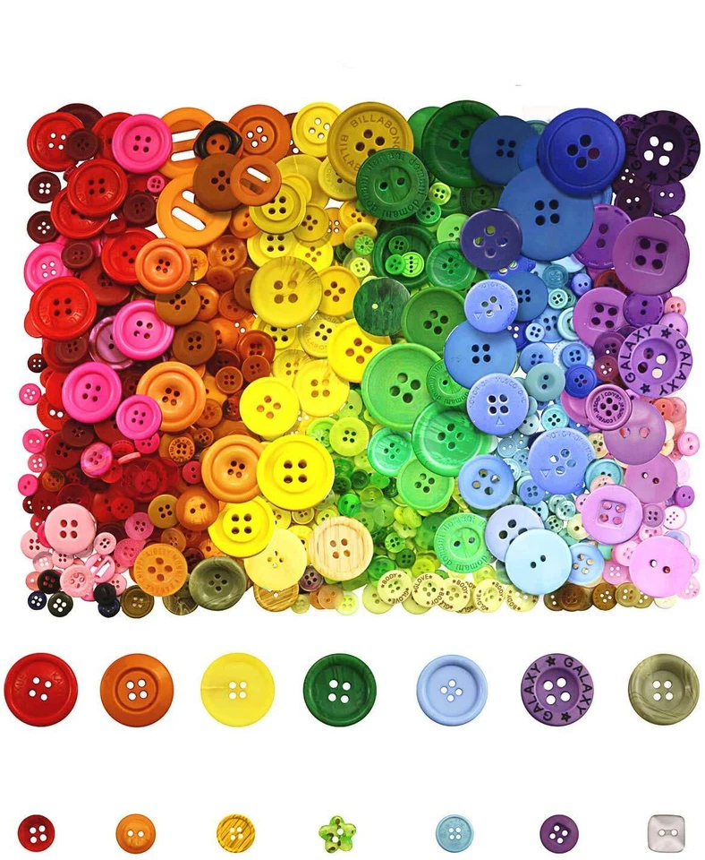 800 Pcs Assorted Sizes Resin Buttonsround Craft Buttons for Sewing DIY CraftsC