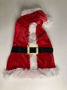 Dog Santa Costume, 10" Long, Approx 9" Wide, Red Velour with White Faux Fur 