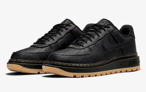 NIKE AF1 AIR FORCE 1 LUXE UK SIZE 7 EU 41 TRAINERS DB4109-001 BLACK BUCKTAN - Picture 1 of 11