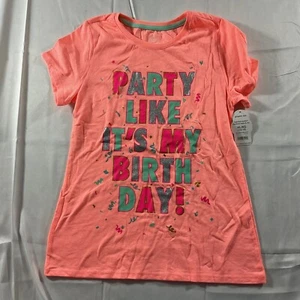 Wonder nation Shirt girls XL 14-16 Peach Orange Party Like It’s My Birthday NWT - Picture 1 of 4