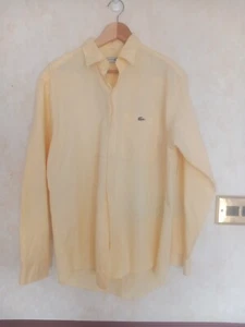 Lacoste Yellow Button Down Collar Cotton Shirt, Size Large. - Picture 1 of 15