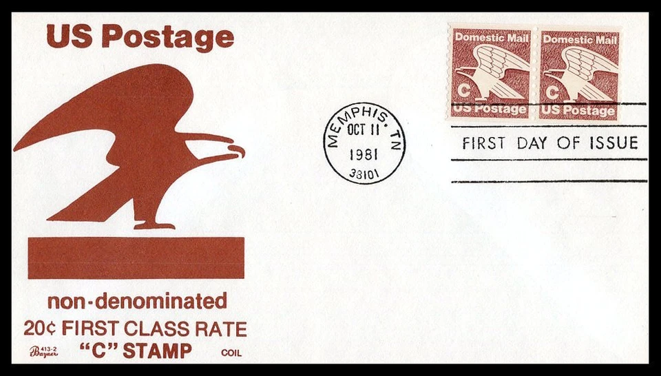 US FDC # 1947 "C" Rate (20c) Eagle Coil Bazaar pair  1981, 9p6706 - Image 1 of 1