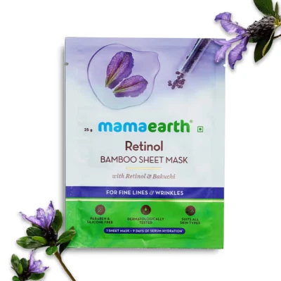 Mamaearth Retinol Bamboo Sheet Mask with Bakuchi for Fine Lines & Wrinkles- 25gm - Image 1 of 4