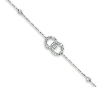 9CT HALLMARKED WHITE GOLD 0.17 CTS G/H SI NATURAL DIAMOND CIRCLES BRACELET - Image 1 of 4