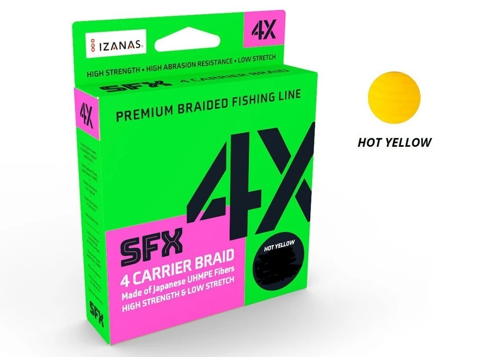 Sufix 2021 SFX 4x Braid Fishing Line 300 Yards Yellow Colour - Choose Lb Tested  - image 1 of 1