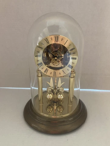 Vintage Sunbeam Quartz Brass Skeleton Anniversary Clock Made West Germany Cover