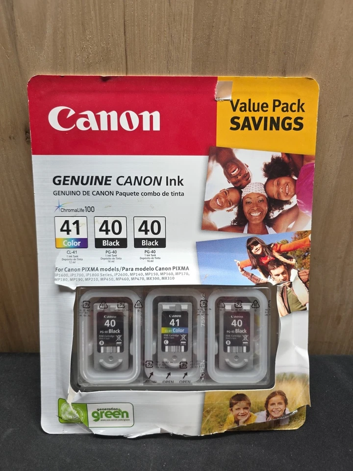 Cartuchos de tinta tricolor originales Canon OEM PG-40 negros/CL-41 paquete de 3 LEER Foto 1 de 1