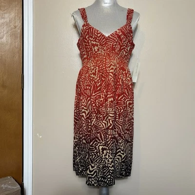 Vestido Solero Jones New York Deportivo Estampado Tribal Mangas Talla 14 Boho Vacaciones Foto 1 de 4