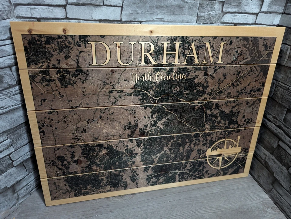 Карта мама 18x24 Дарем Северная Каролина деревянный поддон карта настенное искусство декор город знак - Изображение 1 из 4