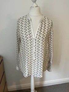 Zara Woman XL Cream Silk Long Sleeve Blouse Relaxed V Neck - Picture 1 of 7