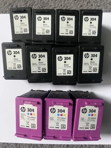 11 Empty HP 304 Cartridges All Used ( 8 black & 3 colour) - Photo 1/4