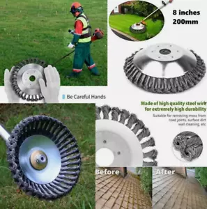 8" Grass Strimmer Head Solid Steel Wire Wheel Brush Weed Trimmer Garden Mower - Picture 1 of 10