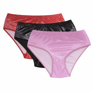 PVC Wetlook Women's Knickers Leather look Hot Pants Briefs Panties Underwear New - Picture 1 of 26