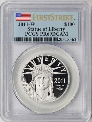 2011-W $100 Platinum Eagle Statue of Liberty PCGS PR69DCAM 1oz 9995 Fine FS - Image 1 of 4