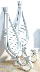 Apliques de Pared Candelabros Imitación Mimbre Blanco Vintage Homco Set 2 - Imagen 1 de 5