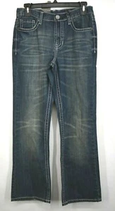 TK Axel Brand Girl Bootcut Embellished Dark Wash 100% Cotton Denim Blue Jeans 16 - Picture 1 of 9