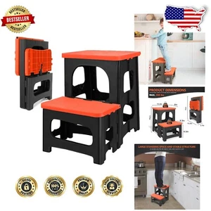 Compact Folding Step Stool with Dual Heights – Ideal for Kitchens & Bathrooms - Picture 1 of 10
