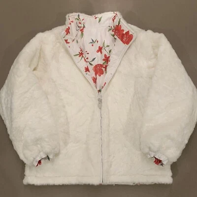 NEW Lands' End Girl Large Fur Floral Reversible Winter Ski Coat Snowsport Jacket - Image 1 of 4