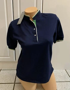 Camisa polo vintage para mujer manga corta azul VANDERBILT década de 1980 NUEVA talla M - Imagen 1 de 8