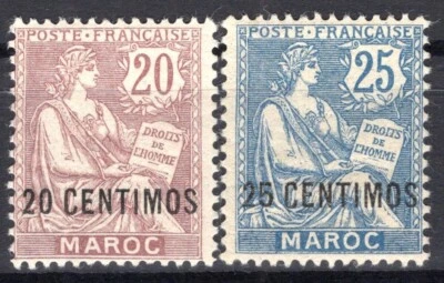 CDF138 / MOROCCO / FRENCH COLONY / Y&T # 13 – 14 MINT MH - Image 1 of 2