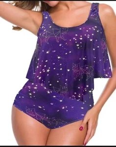 Size S Women Swimsuits Two Piece Bathing Suits Ruffled Top High Waisted Bikini - Picture 1 of 4