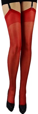 2-4-6-8-10 Paar Lycra Strapsstrümpfe transparent glänzend Farben Strapse S-XL - Bild 1 von 4