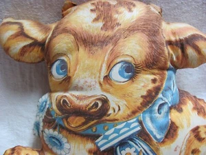 Vintage Cow Stuffed Panel Pillow Nicely Down - Picture 1 of 4