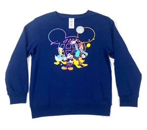 NWT Disney Mickey Donald Pluto Goofy Sweatshirt XL 14 boys Blue Pullover Sweater - Picture 1 of 14