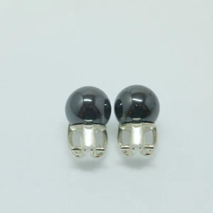 Ohrclips Ohrringe Hämatit-Kugel Anthrazit Grau Silber 925 Gold -versch. Grössen- - Bild 1 von 11