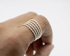 Rope Wire Band Ring 925 Sterling Silver Five Wire Statement Handmade Ring