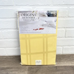 Origins Microfiber Tablecloth Yellow Spring Summer Spill Proof Oblong 60x140" - Picture 1 of 5