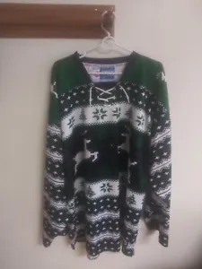 Christmas Winter Greens Ugly Sweater Hockey Jersey - Picture 1 of 3
